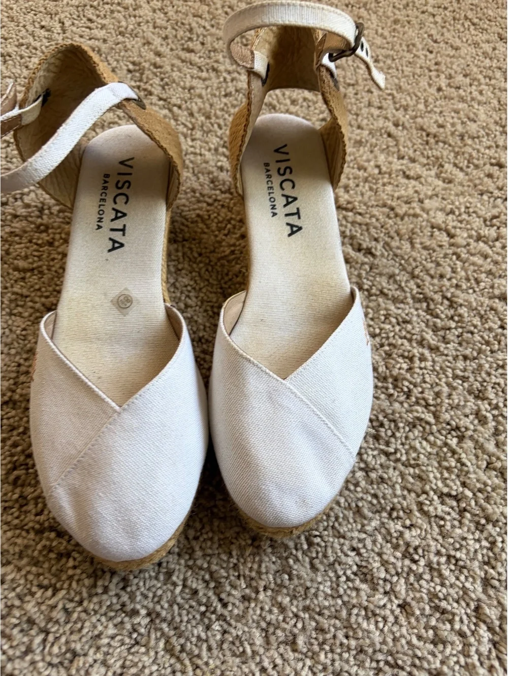 Viscata Barcelona white canvas Pubol espadrille wedges Size 8.5